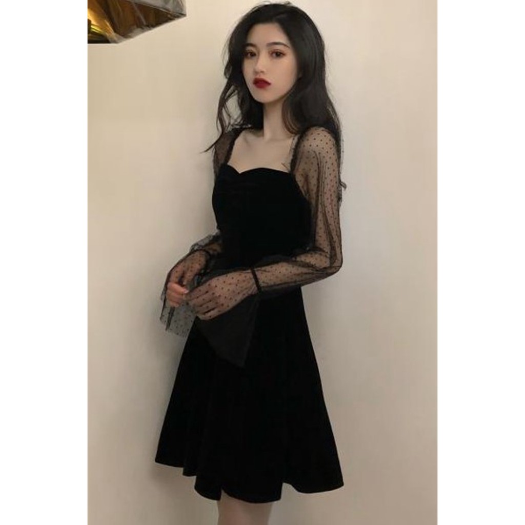 Váy đen tay ren hàn quốc (oder) kèm ảnh thật | BigBuy360 - bigbuy360.vn