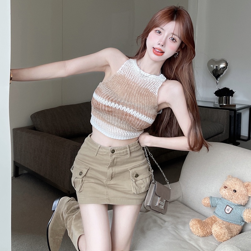 Áo Dệt Kim Sát Nách Màu Gradient Quyến Rũ Trẻ Trung Hợp Thời Trang