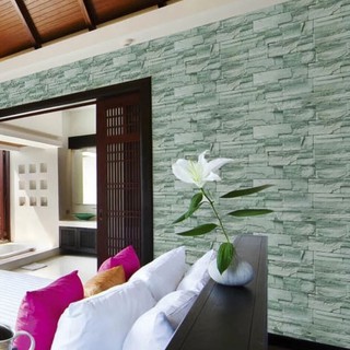 Decal 1m giấy dán tường - gạch đá xanh lục