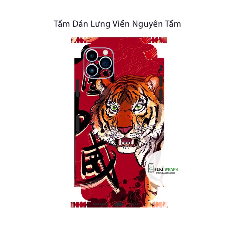 Tấm dán Skin Mặt Sau Hình Hổ FULL VIỀN Dành Cho 13prm , 12prm , 11prm , x, xsm , 7p , ip11 , ip12 ip 13 - FukiShop