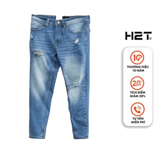 Quần Jean Nam H2T kiểu dáng slim fit tôn dáng phong cách trẻ trung năng động màu xanh 1389