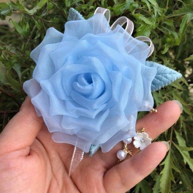 Hoa cài áo handmade cao cấp- Mix cành mai, đính nơ- Hoa cài áo dài, váy đầm- Size 8cm