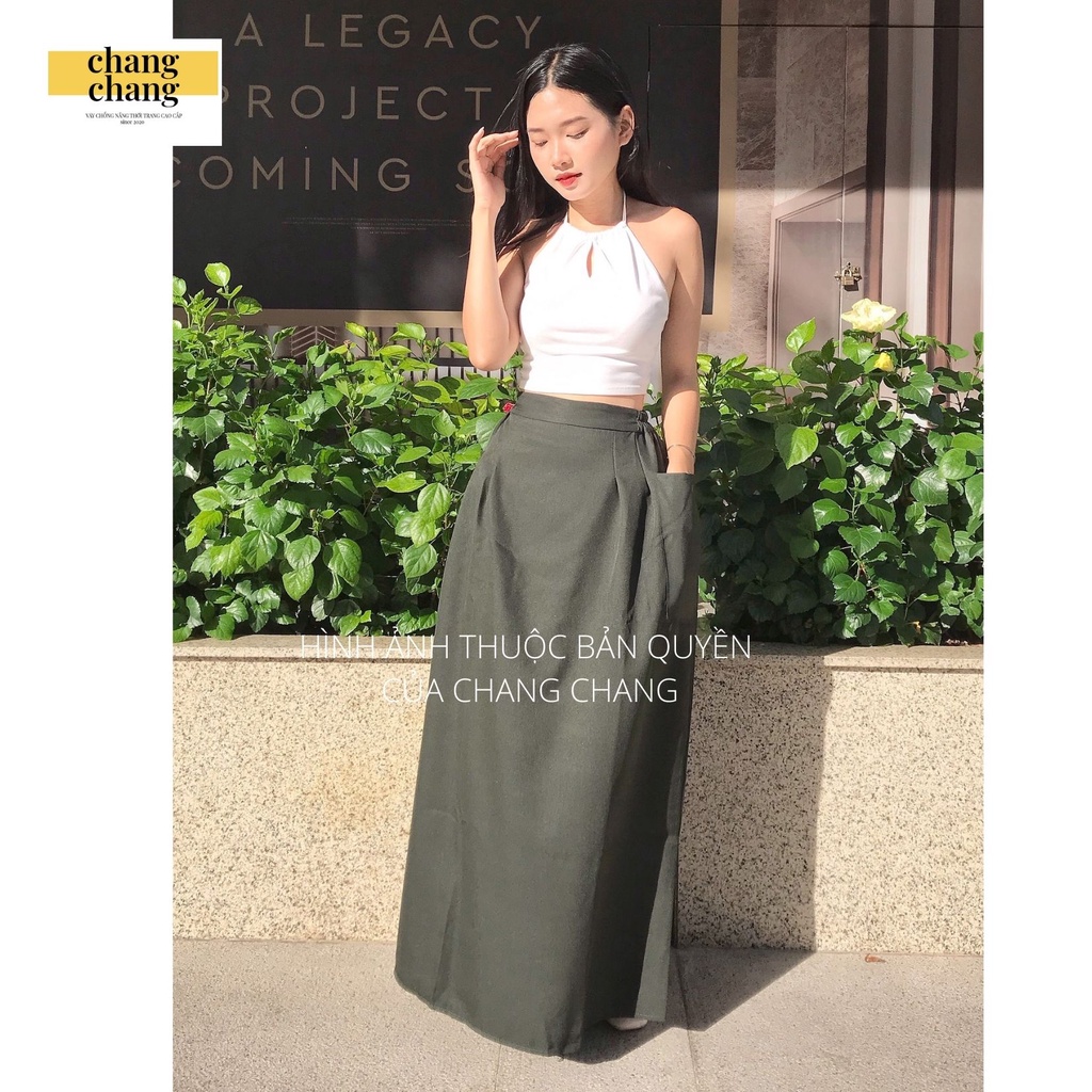 Váy Chống Nắng Lưng Thun Cài Nút CHANG CHANG, Quây Che Nắng Thiết Kế Vải Quần Tây Dày Mềm Nhiều Màu