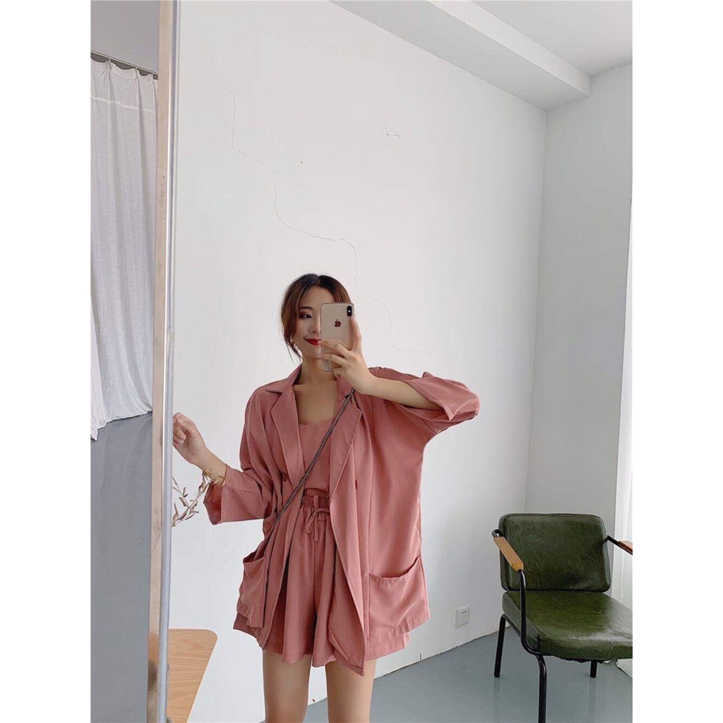 SET VEST 3 MÓN GỒM ÁO 2 DÂY + ÁO KHOÁC VEST + QUẦN GIẢ VÁYi | BigBuy360 - bigbuy360.vn