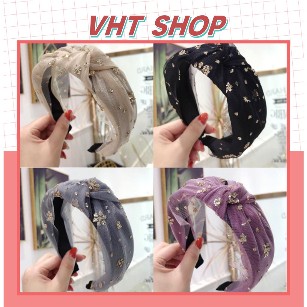 Bờm tóc đính đá, bờm tóc rửa mặt cute vải đẹp thời trang Hàn Quốc B19 - VHT SHOP