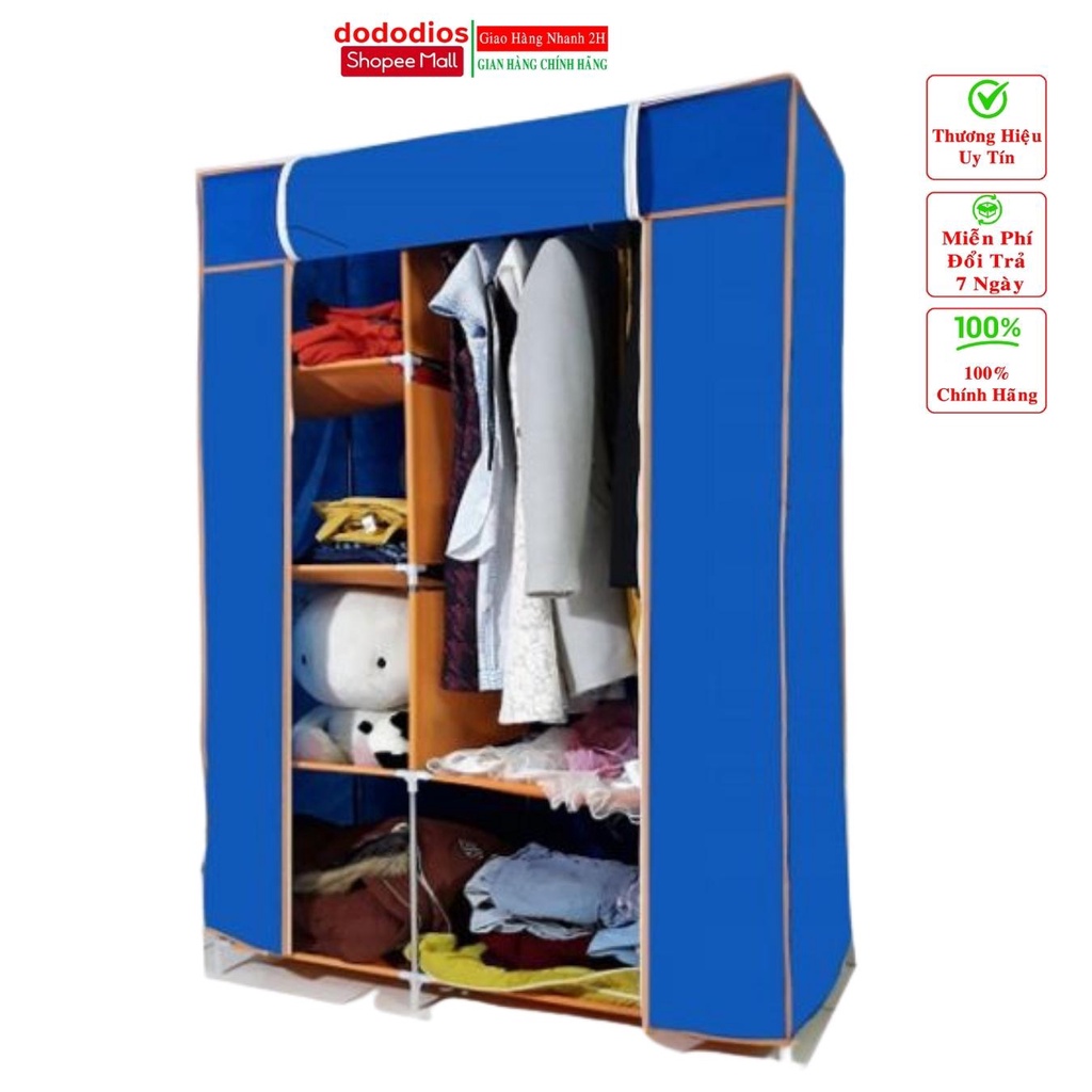 Tủ vải đựng quần áo 2 buồng 6 ngăn vững chãi hàng Việt Nam chính hãng dododios