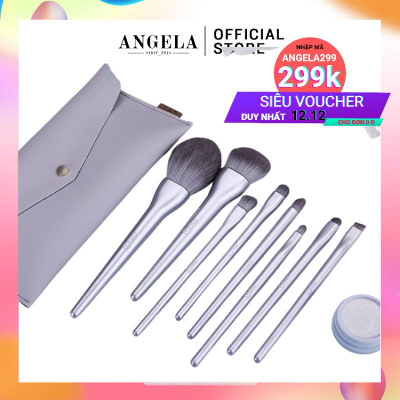 Bộ cọ trang điểm cá nhân MSQ  gồm 8 cây cọ màu bạc kèm theo túi đựng sịn xò, sang trọng