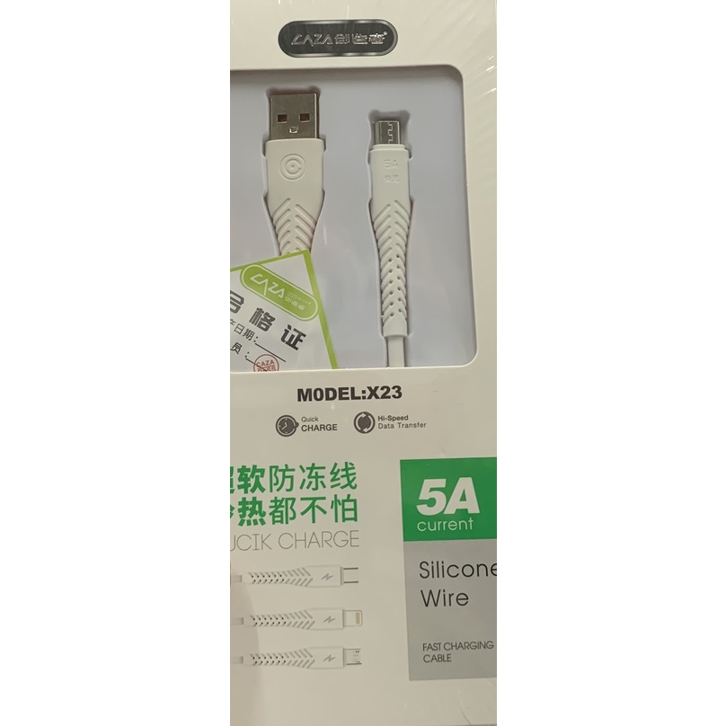 Cáp sạc nhanh điện thoại cổng Micro Usb CAZA X23/X09- Hàng chính hãng
