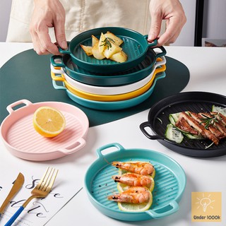 Khay nướng sứ tròn có vân - nhiều kích cỡ và màu sắc - dùng cho lò nướng, vi sóng, đựng salad, decor bàn ăn cực đẹp