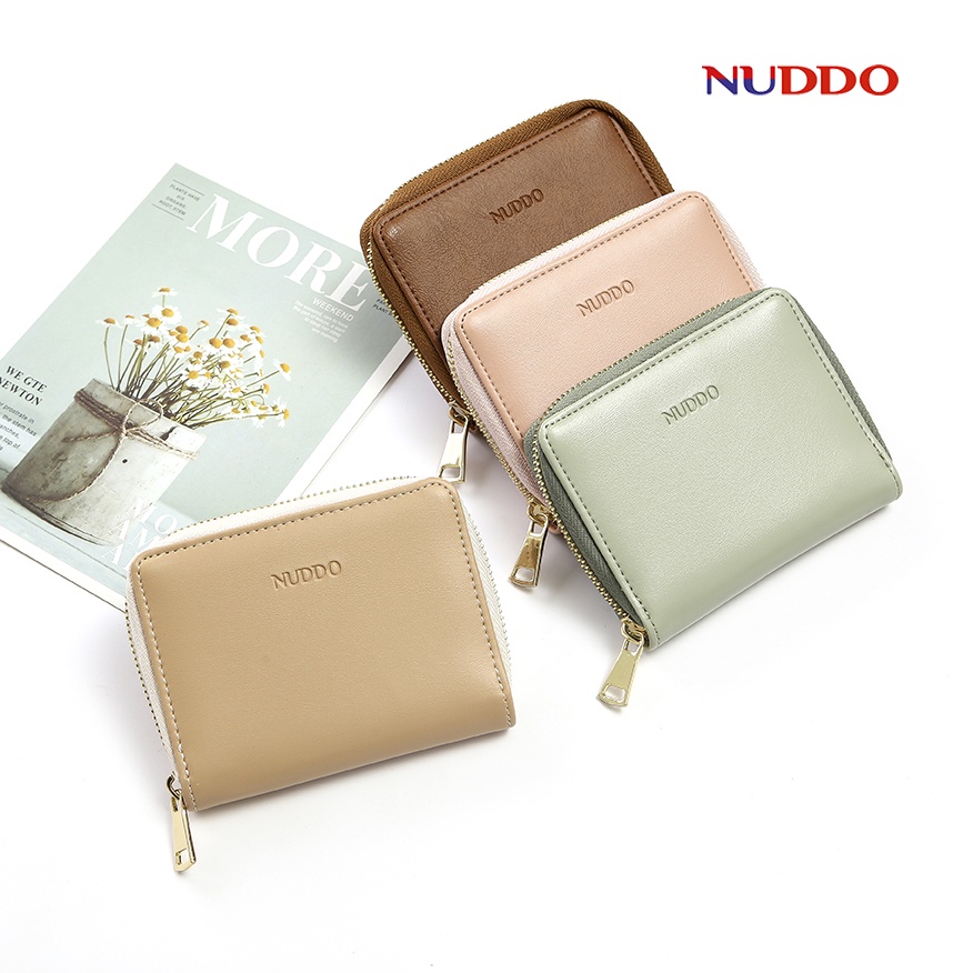 Ví Nữ mini cầm tay cao cấp NUDDO đựng tiền, thẻ, nhiều ngăn tiện dụng thiết kế dáng ngắn đẹp thời trang NUV002