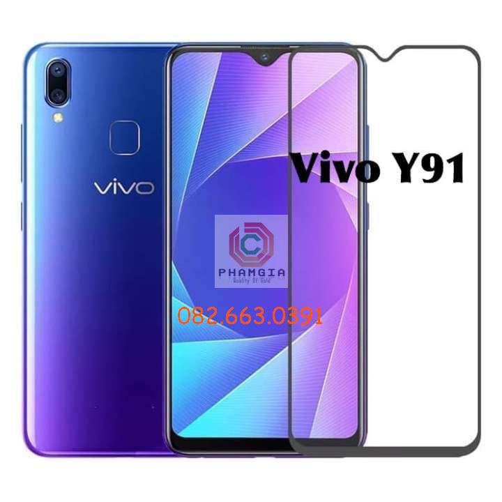Kính cường lực Vivo Y91 full màn hình, full keo, siêu chuẩn