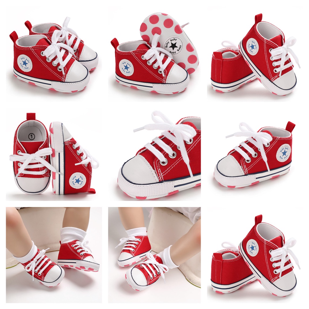 Giày sneaker VALEN SINA vải canvas đế mềm chống trượt thời trang cho bé sơ sinh 0-18 tháng tuổi