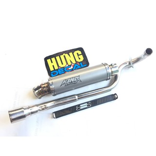 Pô king drag trắng cổ INOX THẲNG  exciter, winer, sonic, raider, satria, gsx,...