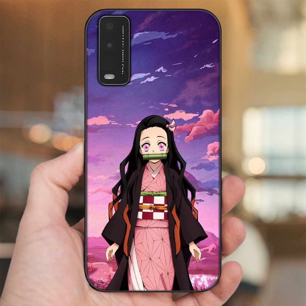 Ốp lưng Vivo Y20, Y20s, Y12s viền đen in hình Nezuko Kimetsu no Yaiba
