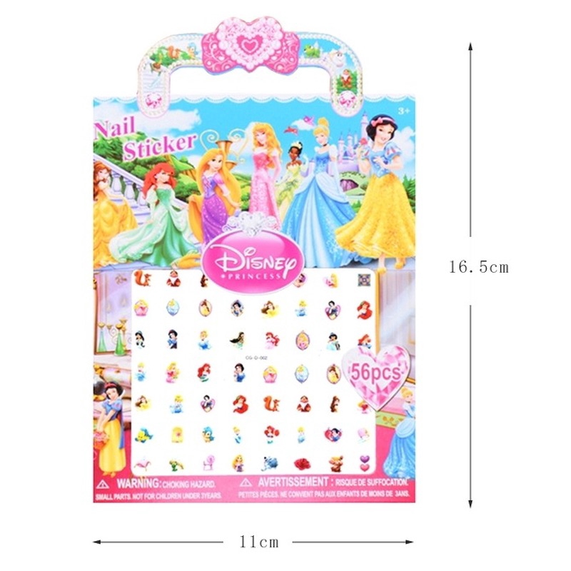 Set 56 miếng dán móng tay họa tiết hoạt hình công chúa băng giá hello kitty sofia mickey dành cho trẻ