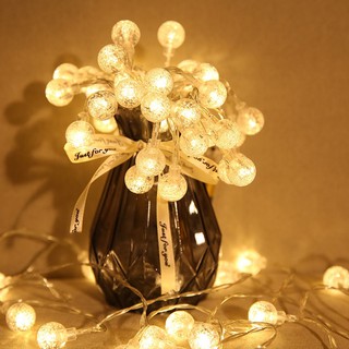 Dây đèn led bóng cầu pha lê tròn nhỏ 2cm trang trí nhà cửa, cafe, sự kiện tuyệt đẹp