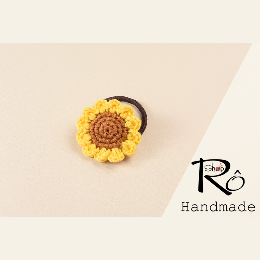 Dây cột tóc hoa hướng dương bằng len Handmade [Ảnh thật+Hàng sẵn]