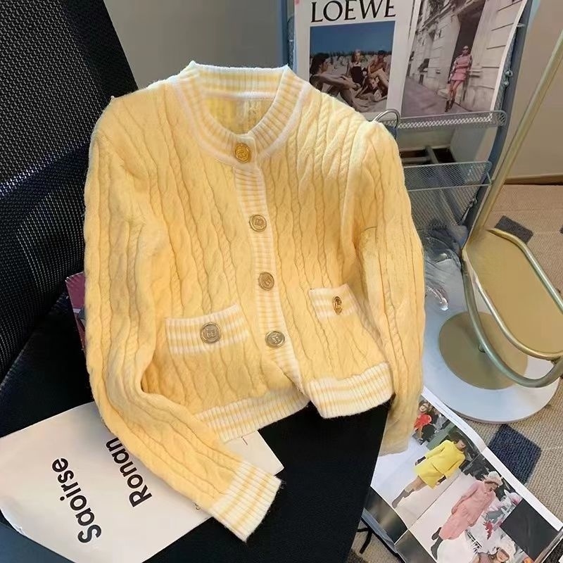 Áo Khoác Sweater Dệt Kim Tay Dài Cổ Tròn Kiểu Phương Tây Xinh Xắn Cho Nữ