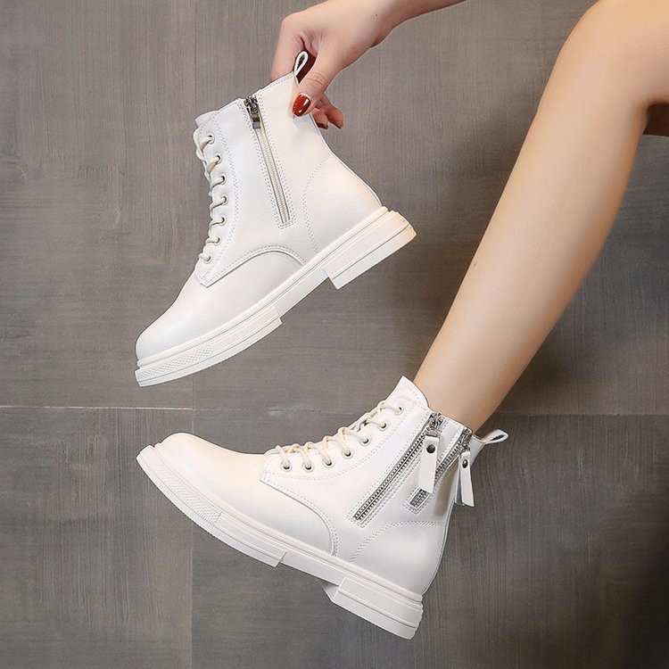 Giày Boots Nữ, Boots Nữ Cổ Thấp 3cm  Hai Khóa Hot Hit Siêu Đẹp Hai Màu Đen Kem Minhtushoes Giày Nữ Cao cấp | BigBuy360 - bigbuy360.vn