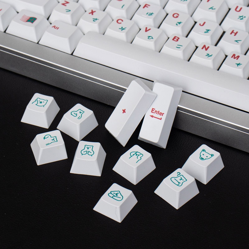 Bàn Phím 139 Phím PBT In Hình Gấu Trắng Phong Cách Nhật Bản Cho Bàn Phím Cơ 61 / 64 / 68 / 75 / 84