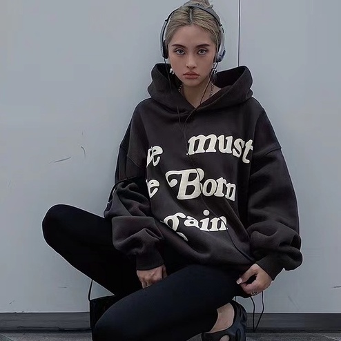 ZHELIHANGFEI Áo len dài tay kiểu dáng rộng phong cách retro đa năng