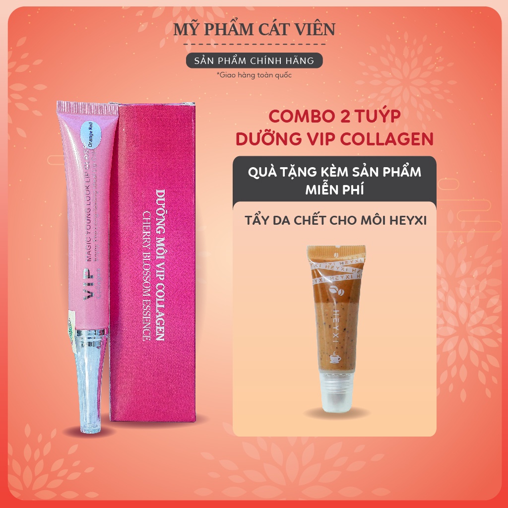 Combo 2 dưỡng kích màu môi sau phun xăm Vip Collagen, làm hồng, giảm thâm, chống nhăn cho môi - tuýp 20g