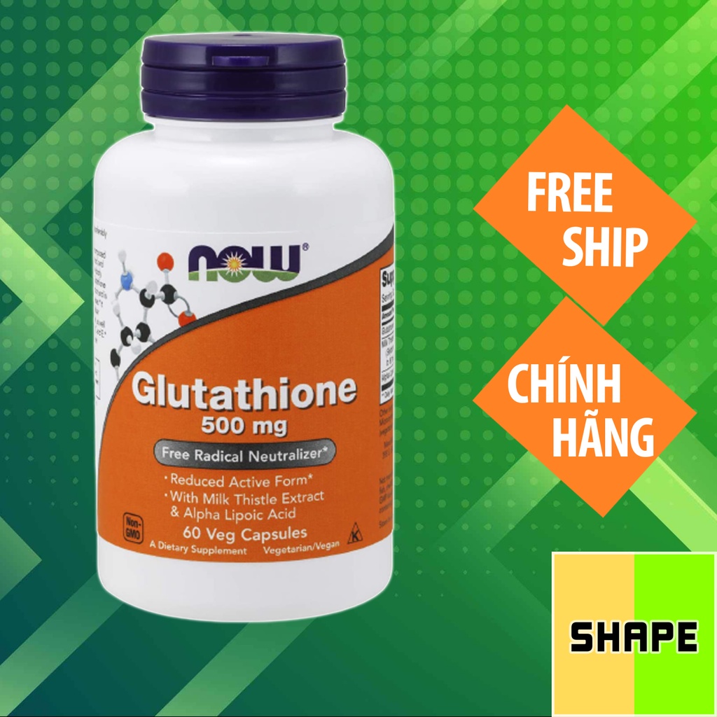 Viên Uống Trắng Da Nội Sinh | Now Glutathione 500 mg with Milk Thistle Extract & Alpha Lipoic Acid [ 30 viên]