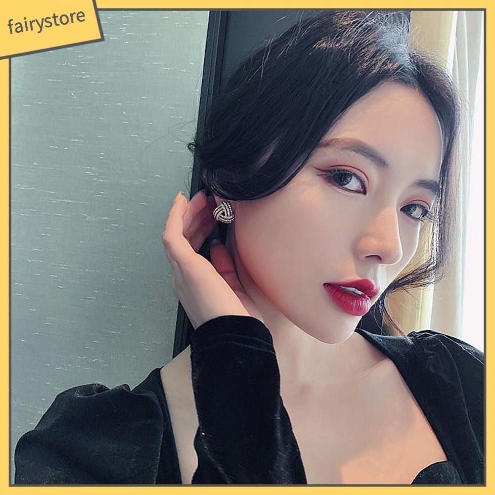 Hoa tai thiết kế hình tam giác đính kim cương giả sang trọng cho nữ