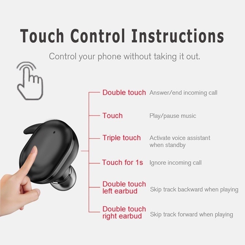 Tai nghe thể thao không dây Bluetooth 5.0 NOVA chống nước điều khiển cảm ứng