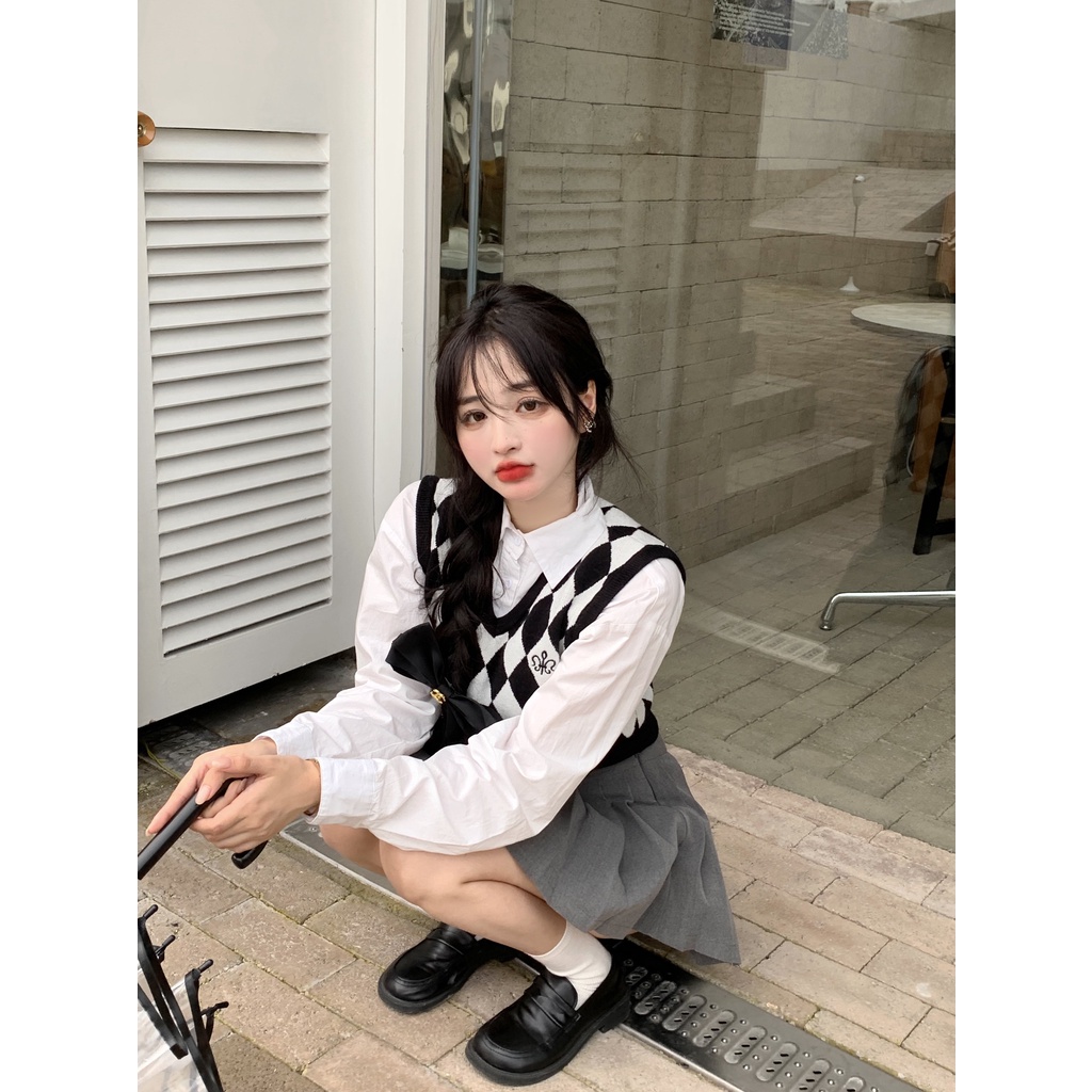 Áo Dệt Kim Không Tay Dáng Ngắn Phong Cách Hàn Quốc Thời Trang Cho Nữ