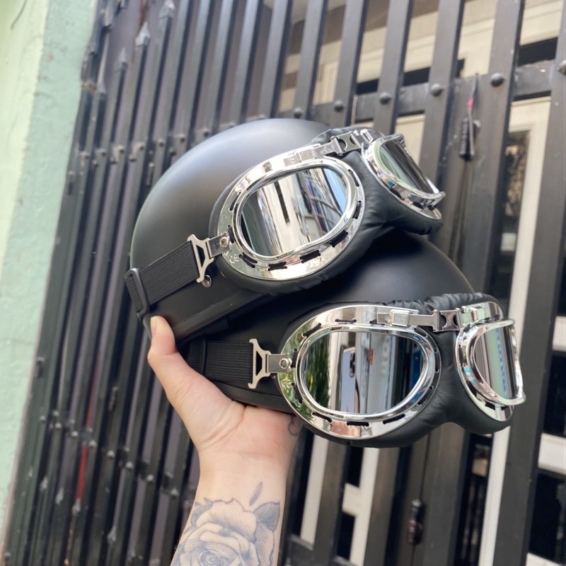 Mũ Bảo Hiểm 1/2 Đầu Chính Hãng Hàng Chất Lượng Cao Kèm Kính