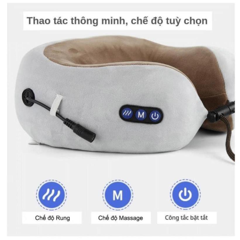 Gối Massage Cổ Vai Gáy Chữ U Đa Năng Cao Cấp Dành Cho Ô Tô Người Đi Du Lịch Dân Văn Phòng Dùng Pin Sạc