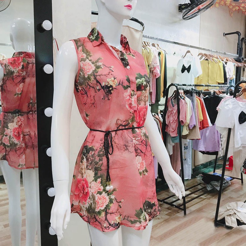 Áo sơ mi hoa cổ đức dáng dài họa tiết hoa hồng cổ điển phong cách  hàng sẵn (ảnh thật shop tự chụp)