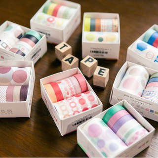 Set băng dán washi tape Base Belt 7 cuộn (6S + 1L)
