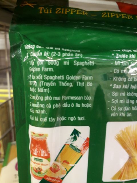 [FREESHIP 99K TOÀN QUỐC Mỳ sợi tròn spaghetti 500gr Golden Farm