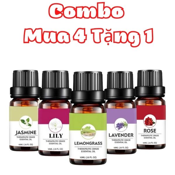 Combo 4 lọ tinh dầu tặng 1 lọ tinh dầu (có thể tự chọn mùi)