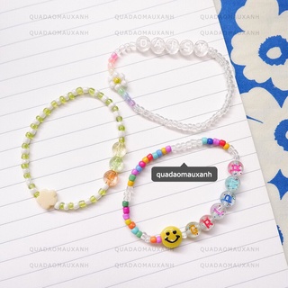 Vòng hạt cườm charm chữ cái độc lạ thay tên theo yêu cầu #letter bracelet #quadaomauxanh