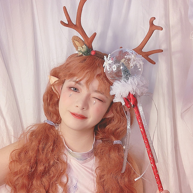 Băng Đô Cài Tóc Hình Sừng Tuần Lộc Bằng Acrylic Dễ Thương Cho Nữ