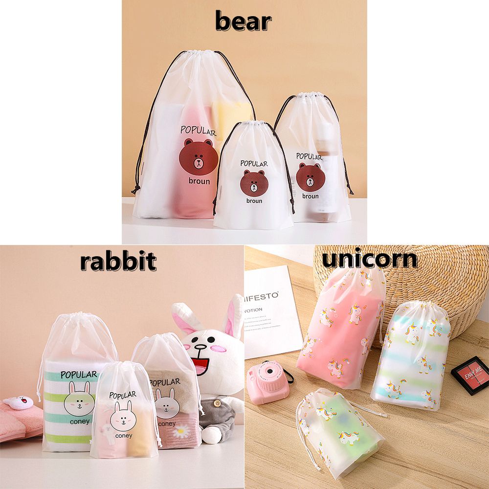 Bộ 1 / 3 túi đựng mỹ phẩm màu sắc trong suốt họa tiết hoa hoạt hình đáng yêu thiết kế chống thấm nước (có bán lẻ)