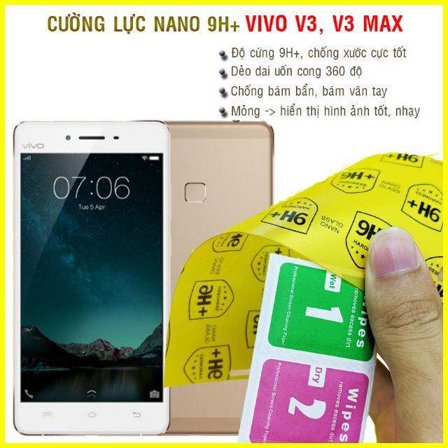 [Mã ELFLASH3 hoàn 10K xu đơn 20K] Dán cường lực dẻo nano Vivo V3, Vivo V3 Max