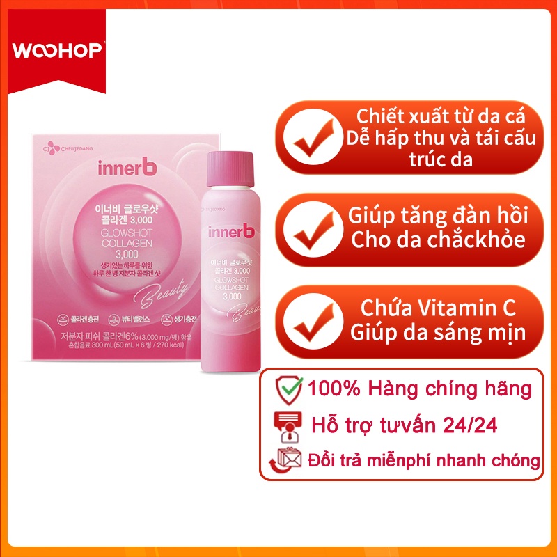 WooHop Hộp 6 Chai Nước Uống Bổ Sung Collagen Innerb Glowshot Collagen 50mlx6