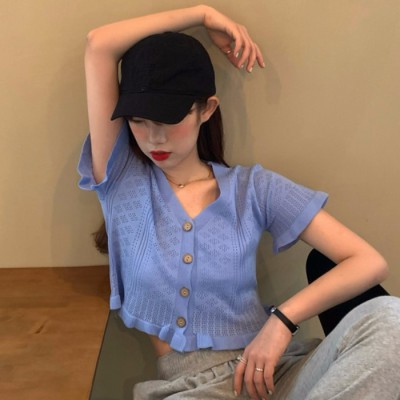 NRVP Áo Crop Top Ngắn Tay Cổ Chữ V Gợi Cảm Cho Nữ Mùa Hè 2020