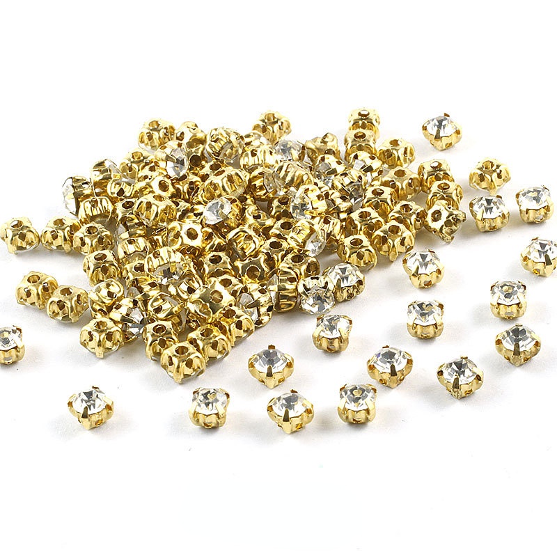 Đá Kim Cương Giả Thêu Thủ Công Bốn Móng Chân Tròn Bốn Chân Đính Kim Cương Giả May Giày Đám Cưới DIY