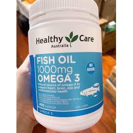 (Mẫu mới) - Viên uống Dầu cá tự nhiên Fish Oil Healthy Care Omega-3 1000mg, 400 viên của Úc