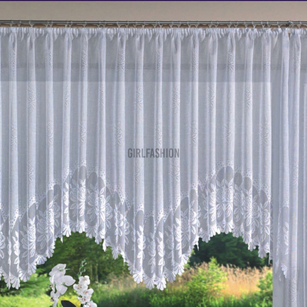 4 Sizes Romantic Style Knitted Jacquard Arch Curtain Half Shading Lace Curtain