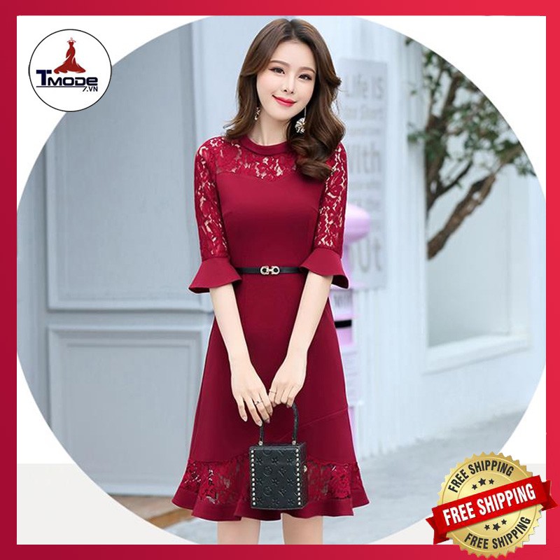 [VIDEO + ẢNH THẬT] ĐẦM CAO CẤP PHỐI REN DỰ TIỆC ĐUÔI CÁ THỜI TRANG CÓ SIZE XXL | BigBuy360 - bigbuy360.vn