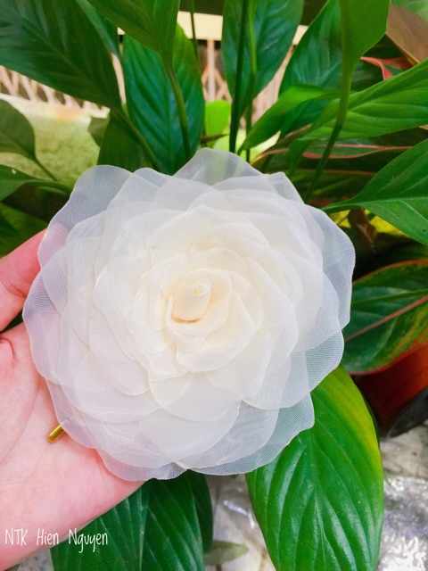 [Mã FATET20Cài áo hoa hồng voan mỹ handmade size 12cm