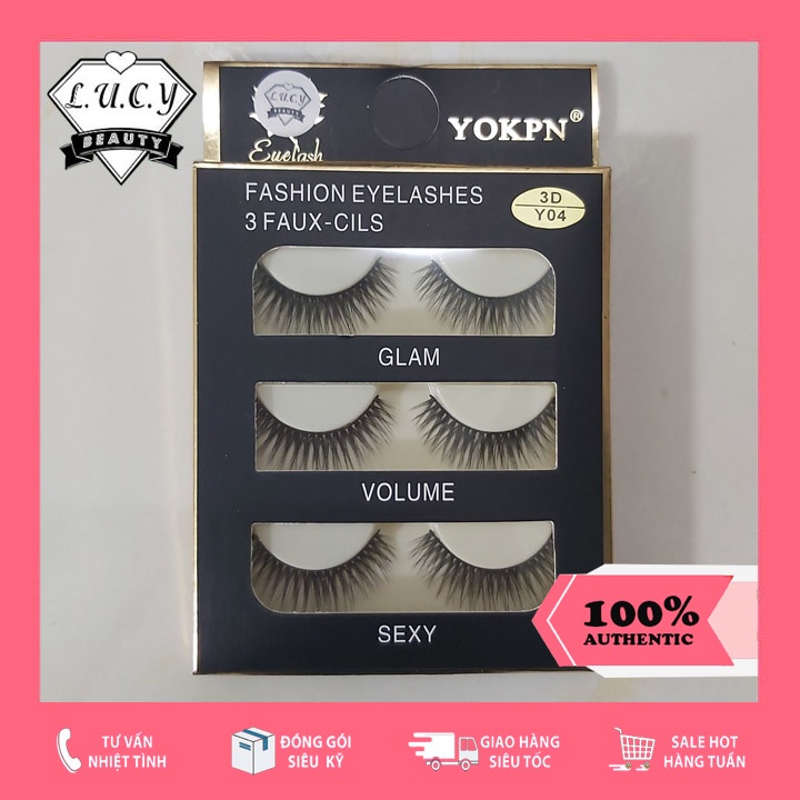 [ĐỦ MÃ] Mi chồn 3D 3 đôi Fashion Eyelashes Lucy Beauty mi giả siêu xinh đủ mã