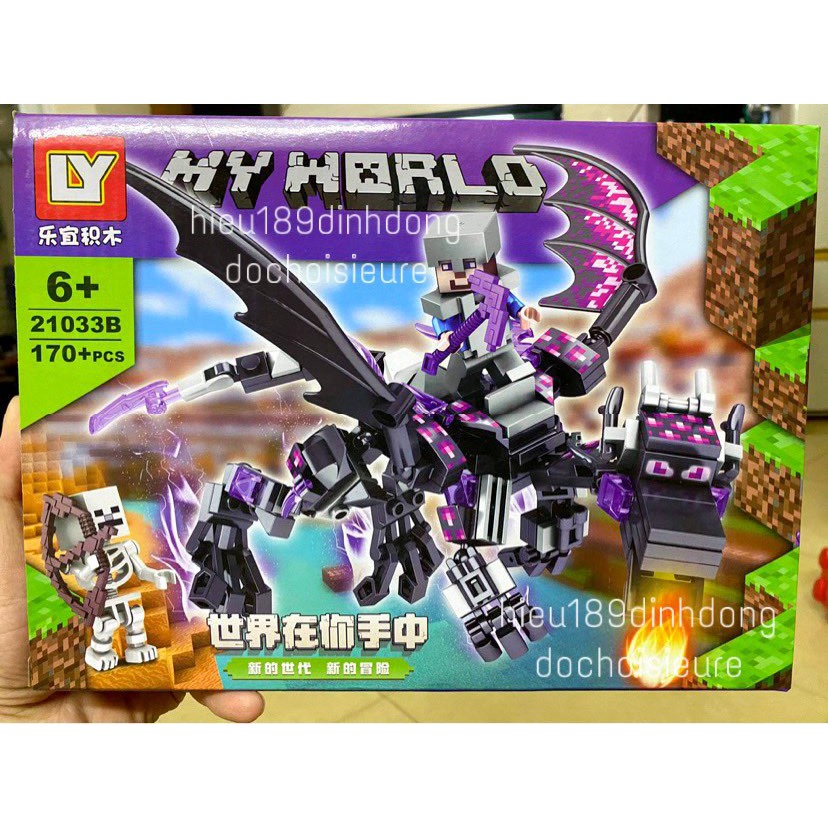 Lắp ráp xếp hình non Lego Minecraft My world 21033 : Rồng ender 4 màu (khách hàng chat chọn mẫu)