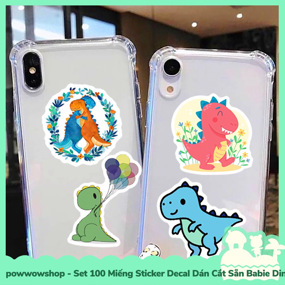 [Sẵn VN - Hỏa Tốc] Set 100 Miếng Sticker Decal Cắt Sẵn DIY Dán Trang Trí Vật Dụng Mẫu Babie Dinosaur Collection
